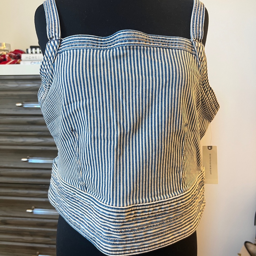 Anthropology- Striped Blue and White Women's Top